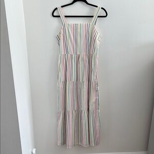 J. Crew White Tiered Maxi Sundress with Square Neck